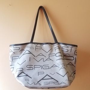 Via Spiga Grey Signature Branded Oversized Tote Bag